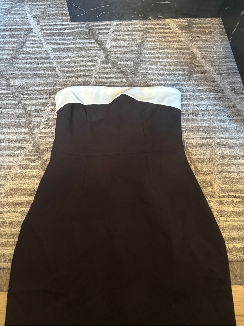 Edikted Strapless Black Dress with White Trim